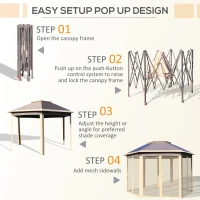 Outsunny 11' x 13' Pop Up Gazebo Canopy Tent with Zippered Mesh Sidewalls and Carrying Bag, Event Tent Shelter for Patio Garden Backyard, Beige(m-5)