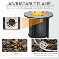 Outsunny 30 Inch Propane Fire Pit Table, 40,000BTU Round Gas Firepit with Protective Cover, Lid and Lava Rocks, CSA Certification for Outdoor, Patio, Black(m-7)