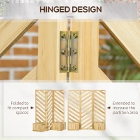 Outsunny Decorative Outdoor Privacy Screen, Freestanding Divider/Separator with 4 Self-Draining Planters, 3 Trellis Plant Support Panels for Garden Walkway, Backyard, Natural Wood(m-5)