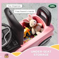 Qaba Licensed Land Rover Ride on Push Car with Anti-Tip Device, Under-Seat Storage, Horn, Engine Sounds for 18-36 M, Pink(m-7)