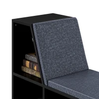 HOMCOM Multi-Purpose Bookshelf with 5 Cubes, 5-Cubby Bookcase with Cushioned Reading Nook and Storage Shelves, Distressed Black(m-10)