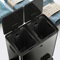 HOMCOM Garbage Bin, Soft-Close Trash Can with Foot Pedal, 2x5 Gal (2x20 L) Garbage Can with Removable Inner Buckets, Black(m-9)