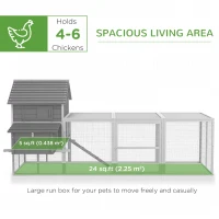 PawHut Wooden Chicken Coop with Nesting Boxes, Run, Doors, Tray, Ramp for 4-6 Chickens(m-4)