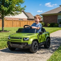 Qaba 12V Ride on Car Licensed Land Rover with Remote, Suspension, Slow Start, 3 Speeds, Lights, Music, Horn for 3-5, Green(m-2)