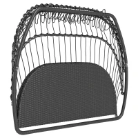 Outsunny Double Wicker Egg Swing Chair with Stand, Foldable Hanging Egg Chair with UV Resistant Cushion, Headrest, Cream White(m-11)