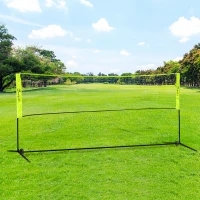 Soozier 14ft Badminton Net, Height Adjustable Outdoor Sports Net with Carry Bag, for Tennis, Pickleball and Volleyball, Yellow(m-1)