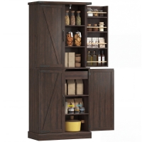 HOMCOM 72" Tall Kitchen Pantry Cabinet, Farmhouse Storage Cabinet with 8 Door Racks and Adjustable Shelves, Distressed Brown