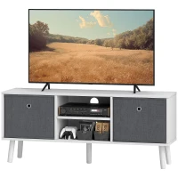 HOMCOM Modern TV Stand Cabinet with Foldable Drawers and Shelves for Living Room, Bedroom, White(m-2)
