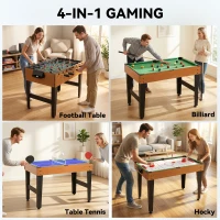 Soozier 43'' 4-in-1 Multi-Gaming Table, Tabletop Billiards Hockey Table Tennis Foosball Game, Easy Set up for Whole Family(m-4)