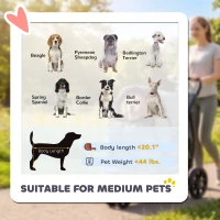 PawHut 3 Wheel Pet Stroller with Easy One-Click Quick Fold, Mesh Window, Washable Cushion, for Medium Dogs, Gray(m-8)