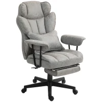 HOMCOM Big and Tall Office Chair with Foot Rest, 400LBS High Back Desk Chair with Padded Armrests, Lumbar Support, Grey(m-9)