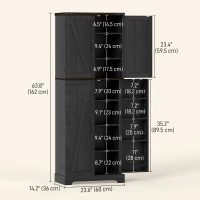 HOMCOM 64" Tall Kitchen Pantry Cabinet with Spice Racks and Adjustable Shelves, Black Wood Grain(m-3)