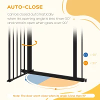 PawHut 30 Inch Tall Pet Gate with Door Dog Gate and Barrier Indoor for Stairs, Pressure-Mounted Safety Gate, Black(m-5)
