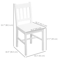 HOMCOM Dining Chairs Set of 2, Kitchen Chair with Slat Back, Pine Wood Structure for Living Room and Dining Room, White(m-3)
