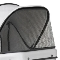 PawHut 3 Wheels Foldable Dog Stroller with Storage Basket, Adjustable Canopy, Cupholder for Miniature and Small Dogs, Grey(m-11)