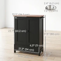 PawHut Pet Food Storage Container Dog Feeding Station w/ Adjustable Panel, Hooks, for Medium Sized Dogs, Black(m-3)