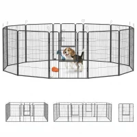 PawHut Dog Pen with Gate, 12 Panels Puppy Playpen, Dog Fence, 39"H(m-9)