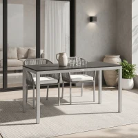 Outsunny Outdoor Dining Table for 4-6 with Easy Maintenance Slatted Top, Rust-Resistant Aluminium Frame, Black(m-8)