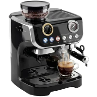 HOMCOM 15 Bar Coffee Maker Espresso Machine with Grinder Milk Frother Stainless Steel Espresso Maker for Cappuccino Latte Black(m-9)