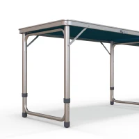 Outsunny Aluminum Camping Table with Adjustable Legs, 8ft Folding Picnic Table for Travel, BBQ, Beach or Hiking, Blue & White(m-8)