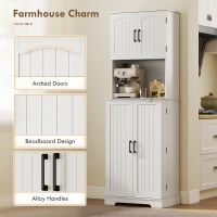 HOMCOM 71.5" Tall Pantry Cabinet, Farmhouse Kitchen Storage Cabinet with Adjustable Shelves, 8 Door Spice Racks, White(m-6)