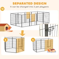 PawHut Dog Pen with Gate, 12 Panels Puppy Playpen, Dog Fence, 39"H(m-7)