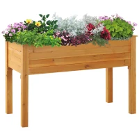 Outsunny 48" x 24" Raised Garden Bed Elevated Wooden Planter Box for Backyard, Patio, Balcony(m-3)