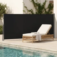 Outsunny 118" x 63" Retractable Side Awning Patio Outdoor Folding Privacy Screen with Resistance to UV Rays & Wind, Black(m-1)