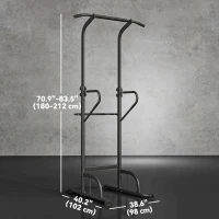 Soozier Power Tower Dip Station Pull Up Bar, Multi-Function Push Up Equipment with Adjustable Height for Home Gym Strength Training Workout Fitness, Black(m-3)