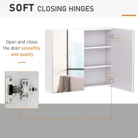 HOMCOM Wall Mount Mirrored Medicine Cabinet, Bathroom Mirror Cabinet with Adjustable Shelf, Double Soft Closing Doors, Light Lilac(m-5)