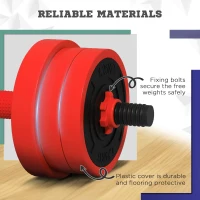 Soozier 66lbs 4-in-1 Adjustable Weight Dumbbell Set, Barbell, Kettlebell, Push Up Stand, Red(m-7)
