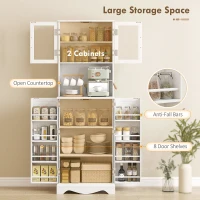 HOMCOM 71" Kitchen Pantry Cabinet, Freestanding Kitchen Hutch with 8 Door Shelves, Adjustable Shelf and Acrylic Doors, White(m-4)