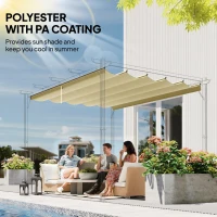 Outsunny 8.5' x 11.5' Retractable Pergola Canopy Replacement, Fit 10' x 13' Frame, Pergola Cover Replacement Top Only, Beige(m-5)