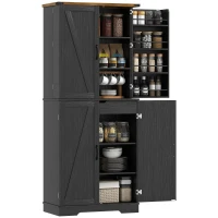 HOMCOM 72" Kitchen Pantry Cabinet, Farmhouse Storage Cabinet with 4 Doors, Drawer, 8 Door Shelves and Adjustable Shelf, Black(m-9)