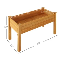 Outsunny 48" x 24" Raised Garden Bed Elevated Wooden Planter Box for Backyard, Patio, Balcony(m-5)