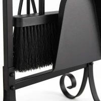 Outsunny Fireplace Tools Set 5 Pieces Metal Fire Place Kit with Brush, Shovel, Poker, A Pair of Tongs, Stand, Black(m-9)