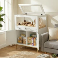 PawHut Hamster Cage with Storage Cabinet, Small Animal Cage with Pull Out Drawer and Acrylic Panels, 30" x 19.5" x 36"(m-8)
