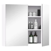 HOMCOM Wall Mount Mirrored Medicine Cabinet, Bathroom Mirror Cabinet with Adjustable Shelf, Double Soft Closing Doors, Light Lilac(m-11)