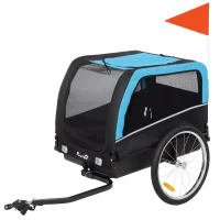 PawHut Dog Bike Trailer, Pet Cart Bicycle Carrier with 20" Air Tires, Quick-Release Wheels, Reflectors, Flag(m-1)