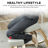 HOMCOM Ergonomic Kneeling Chair, Wood Kneel Stool with Thick Pads, Desk Knee Chair, Improve Posture, Cream White(m-6)
