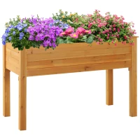 Outsunny 48" x 24" Raised Garden Bed Elevated Wooden Planter Box for Backyard, Patio, Balcony(m-19)