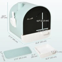 PawHut Cat Litter Box with Lid, Removable Tray, Scoop, Filter, Green(m-3)
