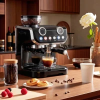 HOMCOM 15 Bar Coffee Maker Espresso Machine with Grinder Milk Frother Stainless Steel Espresso Maker for Cappuccino Latte Black(m-1)