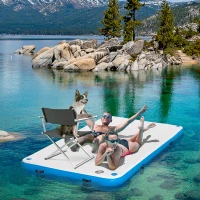 Outsunny 8' x 5' Inflatable Floating Dock, Up to 5 People, Blue(m-2)