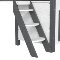 PawHut Wooden 2-Story Shelter for Feral Cats with Asphalt Roof, Stairs, Balcony, 30" x 20" x 29", White(m-10)