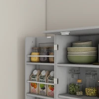HOMCOM 65" Kitchen Cabinet, Kitchen Pantry Cabinet with 4 Doors and 16 Door Shelves for Dining Room, Grey(m-11)