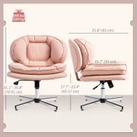 HOMCOM Criss Cross Chair, Armless Wide Office Chair with Leathaire Upholstery, Tilting, No Wheels, Pink(m-3)