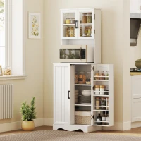 HOMCOM 71" Kitchen Pantry Cabinet, Freestanding Kitchen Hutch with 8 Door Shelves, Adjustable Shelf and Acrylic Doors, White(m-8)