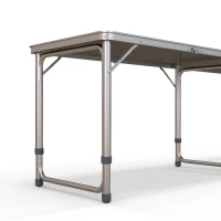 Outsunny Aluminum Camping Table with Adjustable Legs, 8' Folding Picnic Table for Travel, BBQ, Beach or Hiking, Black & White(m-8)