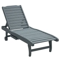 Outsunny Adjustable Lounge Chair, Outdoor Patio Chaise Recliner with Pull-out Tray and 2 Wheels(m-9)